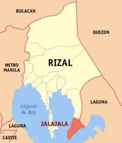 Map of Rizal with Jalajala highlighted