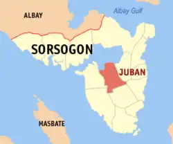 Map of Sorsogon with Juban highlighted