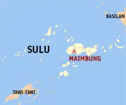 Map of Sulu with Maimbung highlighted