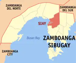 Map of Zamboanga Sibugay with Siay highlighted