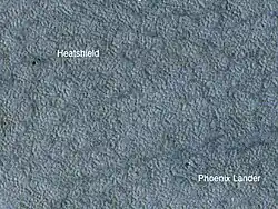 Phoenix lander and heat-shield in 2009 (HiRise)