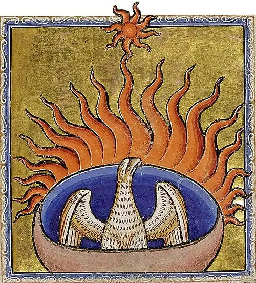 Phoenix detail from the Aberdeen Bestiary
