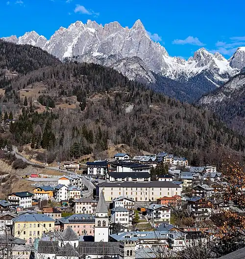 Croda Bianca viewed from the south at Pieve di Cadore