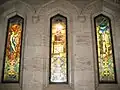 Lobby area, stained glass windows