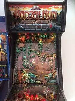 image showing vertical backbox playfield and marquee of Banzai Run