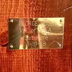Plaque commemorating visit by George W. and Barbara Bush