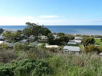 Beachside shacks at Pine Point