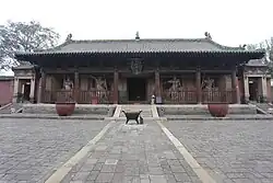 Ming dynasty (1368-1644) Tianwang dian of Shuanglin Temple in Pingyao, Shanxi, China.