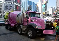 Concrete mixer with tandem steer