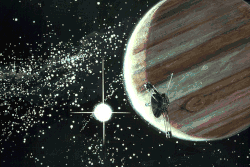 Artist's concept of Pioneer 10 near Jupiter