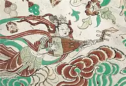 Pipa, Middle Tang Dynasty era (618–907 A.D.), from the Yulin Caves, cave 15