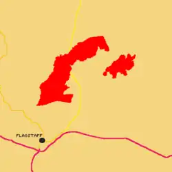 The wildfire perimeters of the Pipeline (left) and Haywire (right) fires