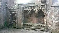 15th-century piscina and sedilia, Lincluden Collegiate Church, Dumfries and Galloway