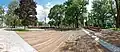 Part of the square with a wooden surface for dancing