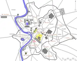 Temple of Luna (the Moon) on a map of ancient Rome around 300 AD