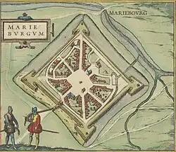 A 1645 map, showing the fortifications and town of Mariembourg
