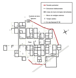 Plan of the city of Concepción del Bermejo based on the study of the ruins at km 75.