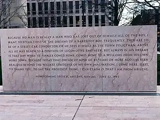 Plaque near statue of Ike as a boy
