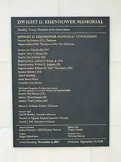 Plaque outside gift shop at Eisenhower Memorial