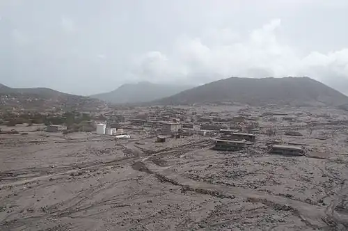 Plymouth in 2006, following the 1997 eruptions that buried most of the town in ash