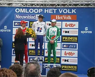 Nick Nuyens, Philippe Gilbert and Thor Hushovd on the podium