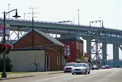 Michigan Avenue with the Blue Water Bridge in the background