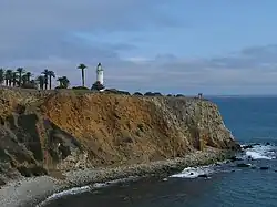 The light sits on a 130-foot (40&nbsp;m) cliff