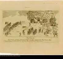 Political Cartoon on the British Retreat from Concord 1775 (possibly by Amos Doolittle)