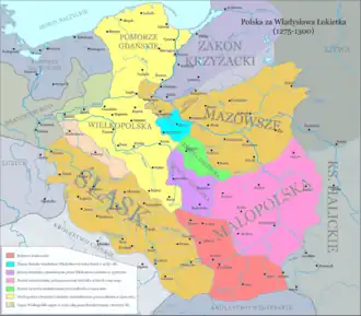 Poland 1275-1300, Duchy of Sieradz marked in violet