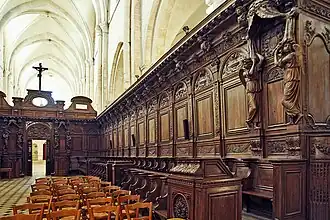 17th-century choir stalls of the Pontigny Abbey, France