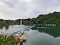 Floating bridge and a small resort at Tasik Biru.