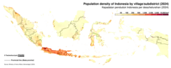 Villages of Indonesia by population density per square kilometer in 2024