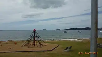 View from Salamander Bay east towards the mouth of Port Stephens approximately 12 km (7.5 mi) away.