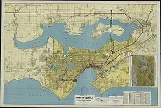Map of Seattle and port, 1918