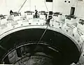 Engineers working on the turbine shaft on the Romanian side