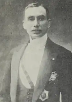 A black-and-white photograph of Rafael Guirola Duke