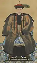 Portrait of Shi Wenying wearing a fur surcoat.