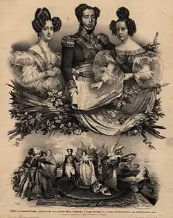 Image 48The frontispiece of the 1826 Portuguese Constitution featuring King-Emperor Pedro IV and his daughter Queen Maria II (from History of Portugal)