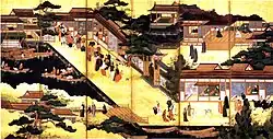 Image 10The arrival of the Portuguese in Japan, the first Europeans to reach it, initiating the Nanban ("southern barbarian") period of active commercial and cultural exchange between Japan and the West. (from History of Portugal)
