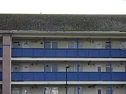 balconies on a low-rise block of flats