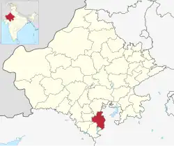 Location of Pratapgarh district in Rajasthan
