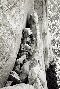 Chuck Pratt bivouacking on El Capitan