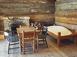 Inside the Fort Misery Log Cabin