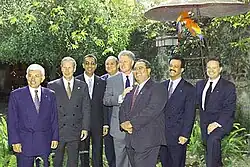 A photograph of Bill Clinton with several Central American leaders