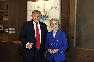 Ursula von der Leyen holds talks with US President Donald Trump.ADD CAPTION