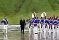 Lula reviewing the Brazilian Armed Forces troops.