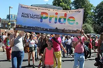 King's Lynn and West Norfolk Pride banner in 2018
