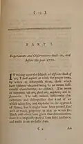 First page of volume I of Experiments and Observations on Different Kinds of Air (1774)