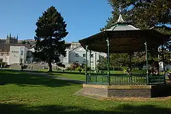 photo of a park with a Victorian bandstand