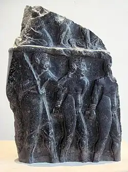 Sumerian prisoners on a victory stele of Akkadian king Sargon, circa 2300 BCE.[120][121] Louvre Museum.